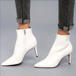 STEVEN by Steve Madden Leina White Leather Booties